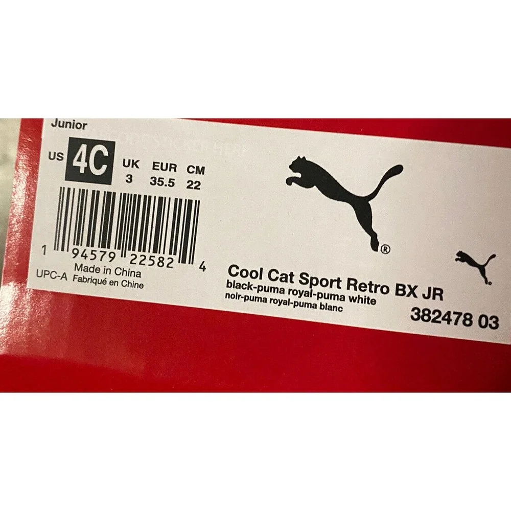 Puma Size 4 Junior Cool Cat Sport Retro BX JR Slide Sandals Black 382478-03 Kids
